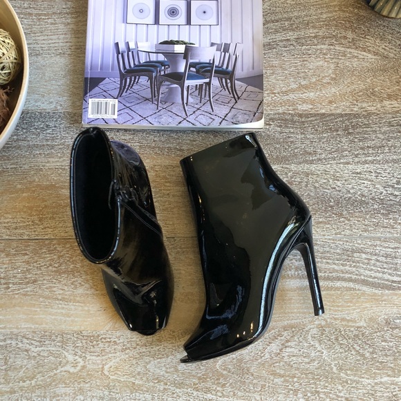 Balenciaga Black Patent Leather Peep Toe Bootie - Picture 5 of 8